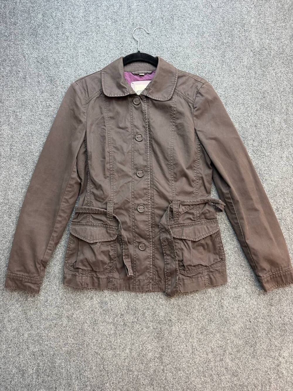 Esprit Women’s Utility Jacket US 6 Brown Button Front Safari Coat Pockets